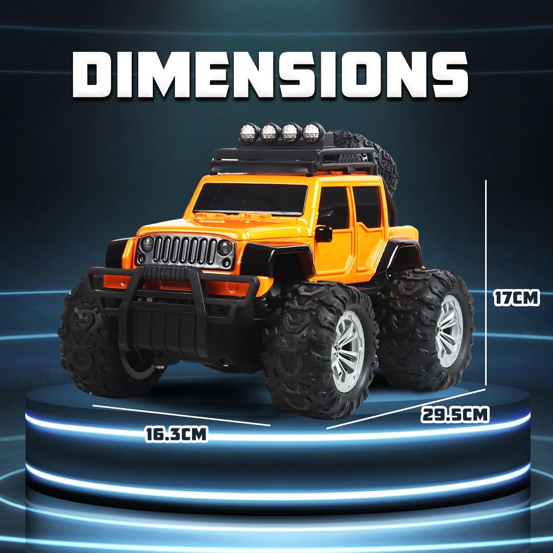 Wembley Monster Truck Remote Control Rc Car Offroad High Speed Racing Car For Kids With 2 Speed And 4 Headlight Modes
