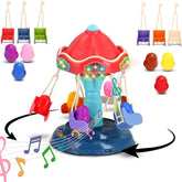 Wembley Merry Go Round Amusement Park Toy DIY Rotating Swing Carnival Ride with LED Lights & Music for Kids Toddlers Baby