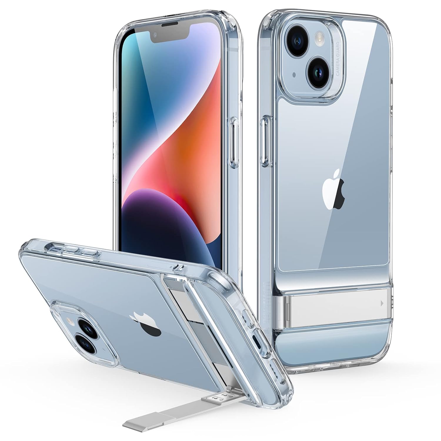 Protect for iPhone 14 Cover with Adjustable Stand, Military-Grade Drop Protection, 3 Stand Modes, TPU, Supports Wireless Charging, Boost Slim Patented Metal Kickstand Phone Back Case