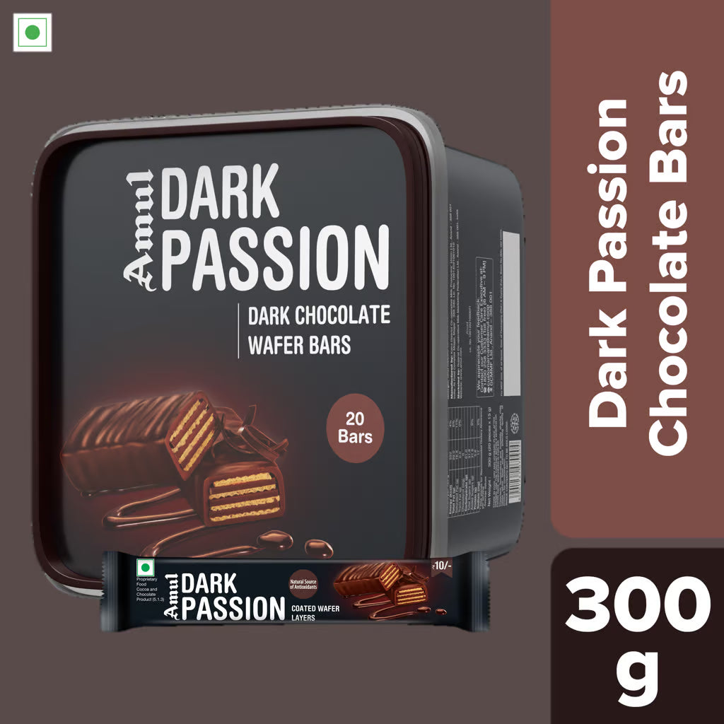 Amul Dark Passion Wafer Chocolate Tub, | 300gm Each | Pack of 2