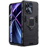 Protect Polycarbonate Tough Armor Bumper Back Case Cover For Realme Narzo C55 |Ring Holder & Kickstand In-Built|360 Degree Protection Back Case