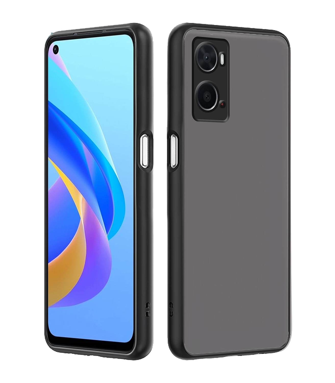 Protect Oppo A76 / Oppo A96 / Oppo A36 Back Cover | Hybrid Smoked Back | Full Camera Protection | Raised Edges | Super Soft-Touch | Bumper Case