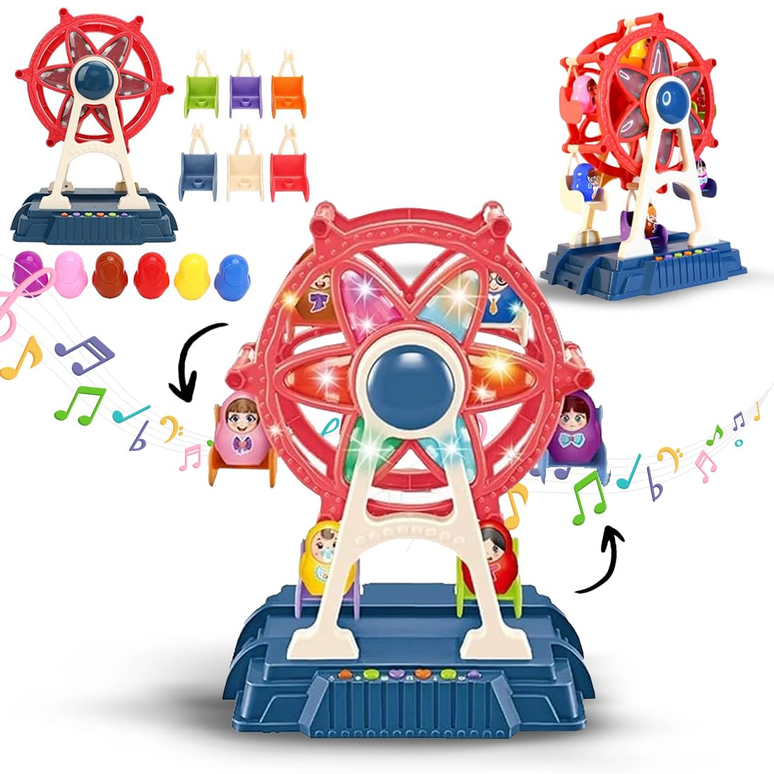 Wembley Giant Wheel Round Amusement Park Toy DIY Ferris Wheel Carnival Ride with LED Lights & Music