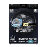 Haier 8 Kg 5 Star Inverter Motor AI DBT Technology Fully-Automatic Front Load Washing Machine