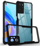 Protect Back Cover Case for Oppo A76 | A36 | A96 (Crystal Glass Back | Camera Protection | Shockproof Bumpers | Professional Black)