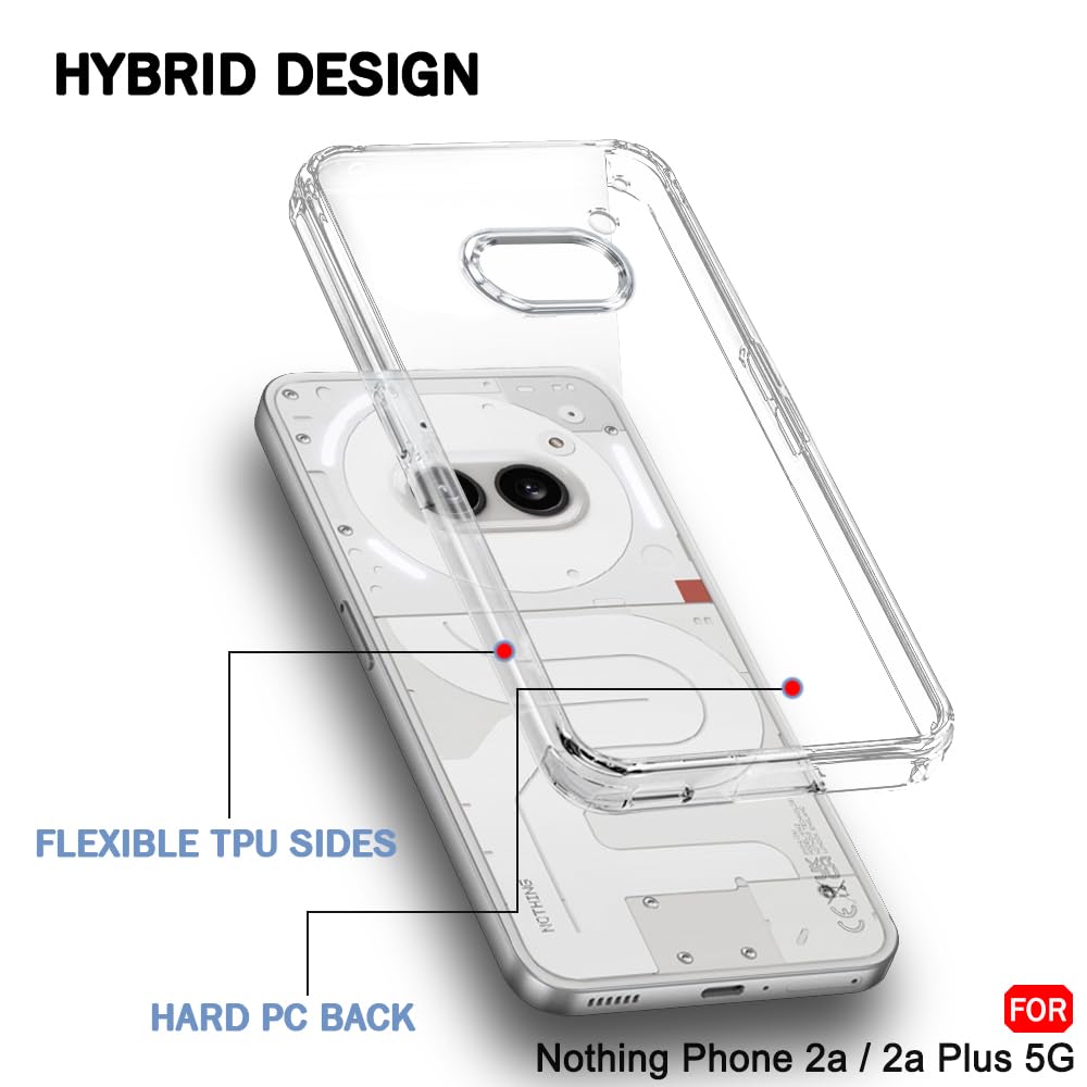 Protect Ultra-Hybrid Shockproof Back Cover Case for Nothing Phone 2a Plus | Camera Protection Bump | Hard Back Cover for Nothing Phone 2A (PC & TPU, Crystal Clear Back, Black Sides)