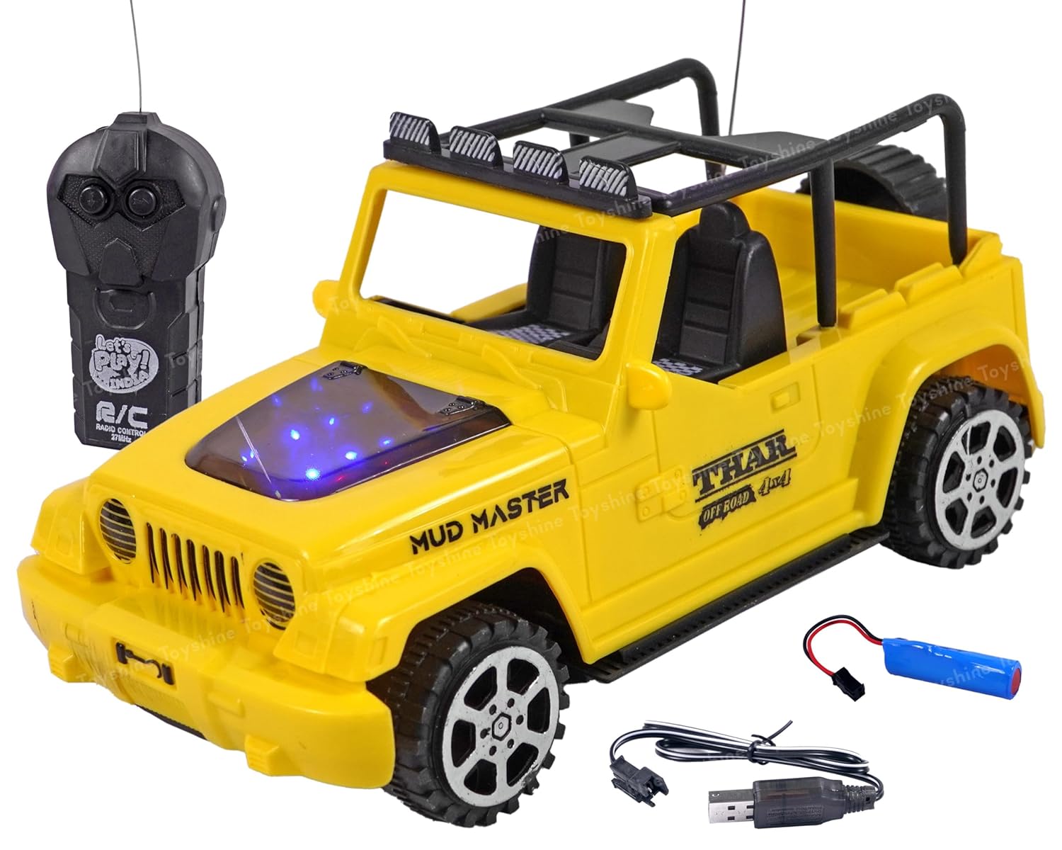 Toyshine 1:18 RC Scale Remote Control Rechargeable Wireless Toy Jeep with Lights