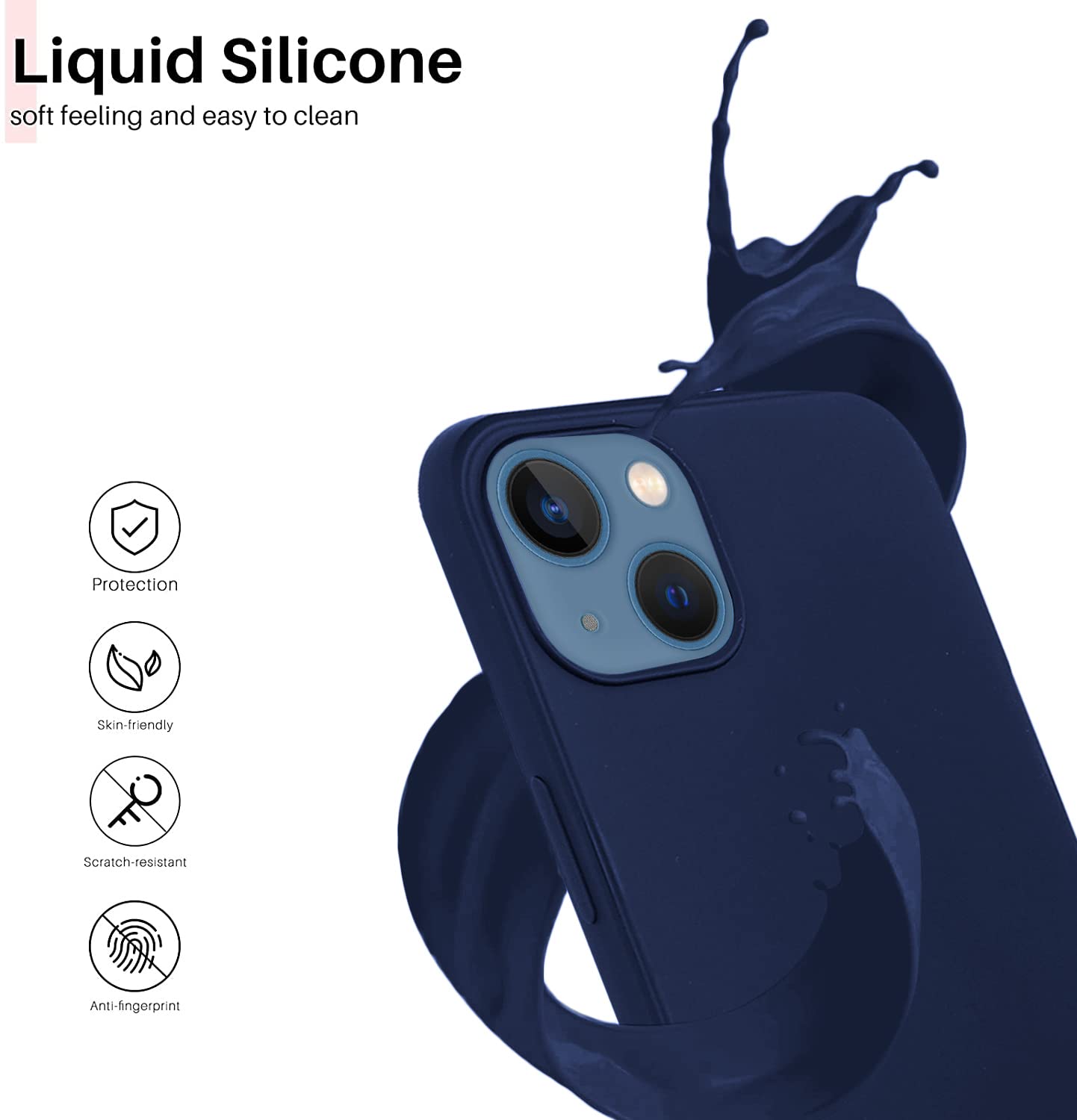 Protect Microfiber Candy Case Compatible for iPhone 13 Shockproof Slim Back Cover Liquid Silicone Case