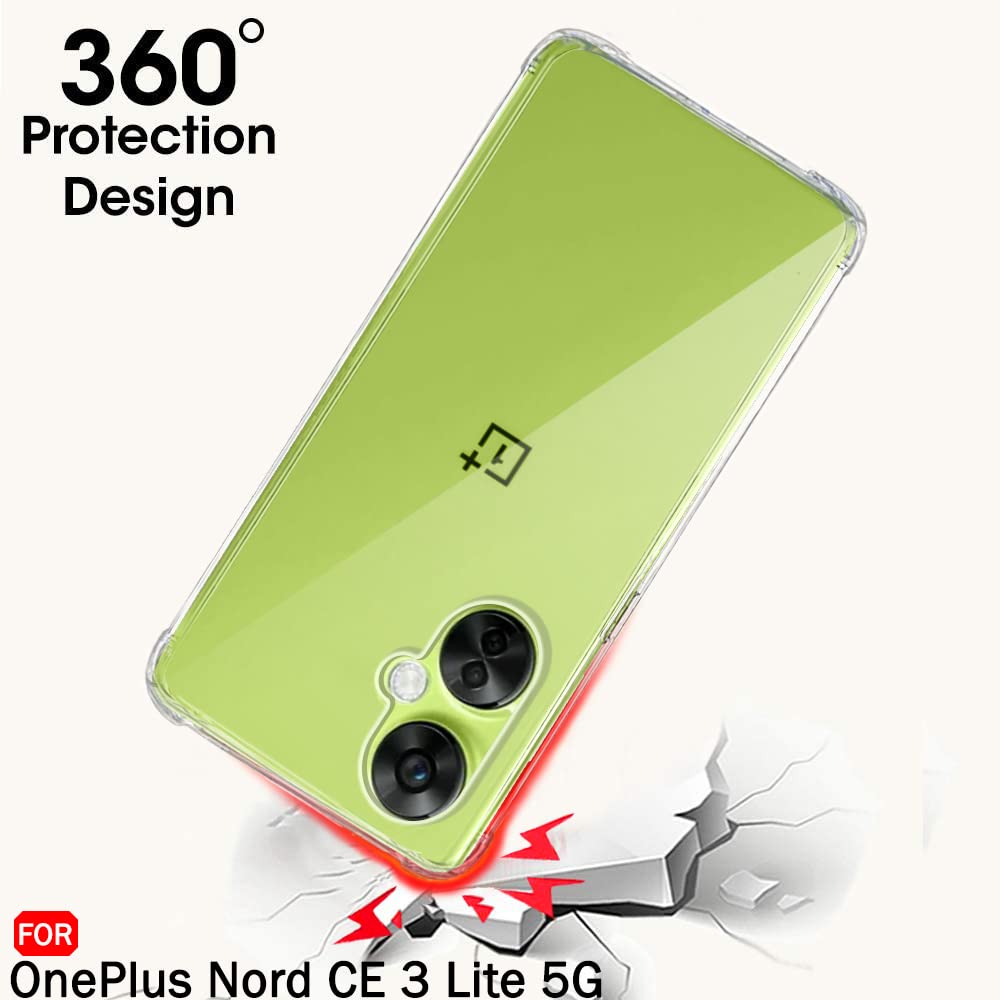 Protect Crystal Clear Back Cover Case for OnePlus Nord CE 3 Lite 5G | 360 Degree Protection | Shock Proof Design