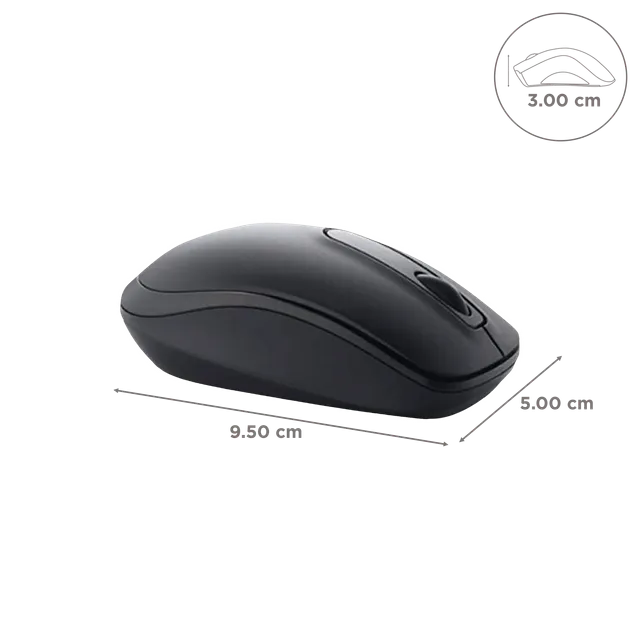 DELL WM118 1000DPI, with USB Nano Receiver, Optical Tracking, Plug and Play, Ambidextrous Wireless Optical Mouse