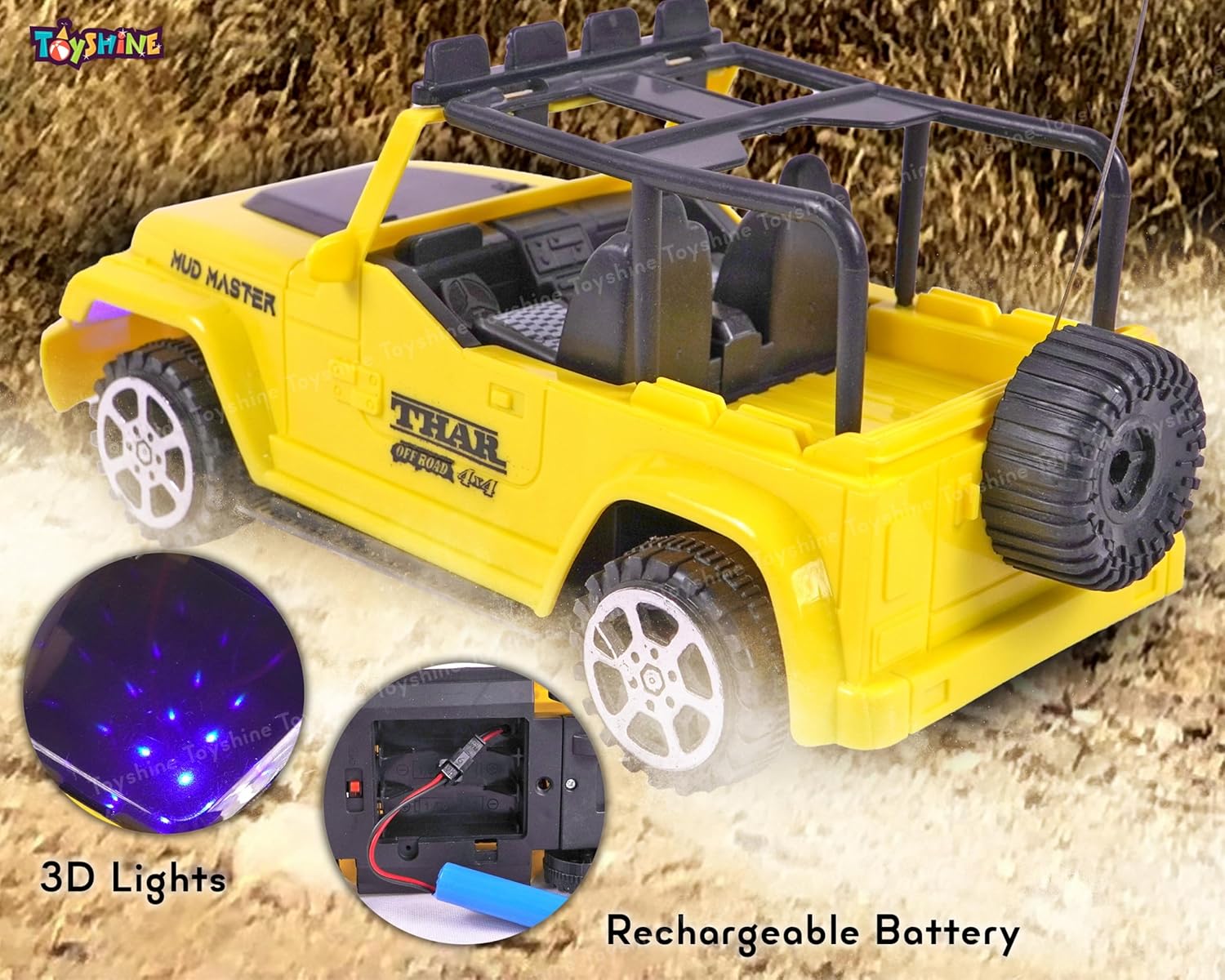 Toyshine 1:18 RC Scale Remote Control Rechargeable Wireless Toy Jeep with Lights