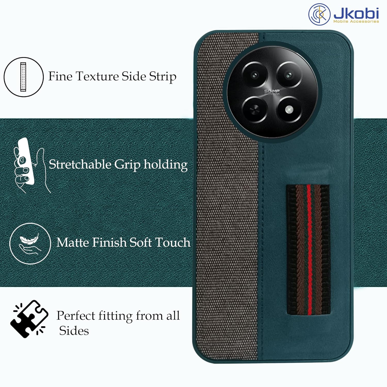 Protect Back Cover Case for Realme Narzo 70x 5G (Professional PU Leather | Strip Chain Holder Socket )