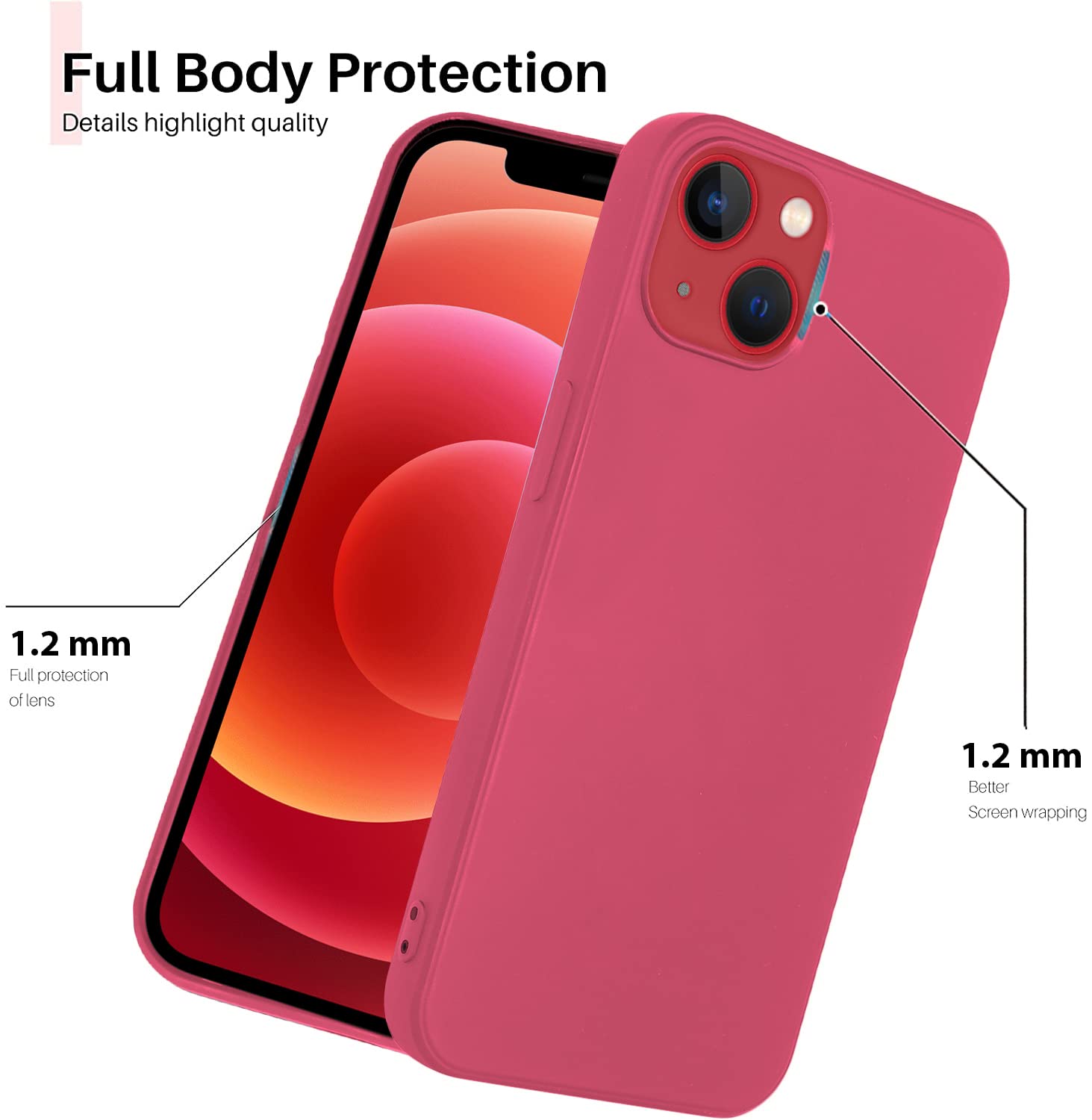 Protect Microfiber Candy Case Compatible for iPhone 13 Shockproof Slim Back Cover Liquid Silicone Case