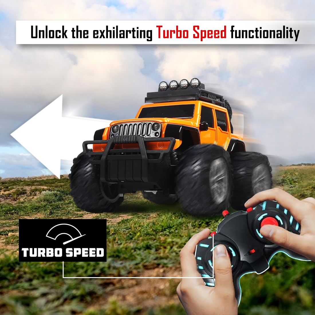 Wembley Monster Truck Remote Control Rc Car Offroad High Speed Racing Car For Kids With 2 Speed And 4 Headlight Modes
