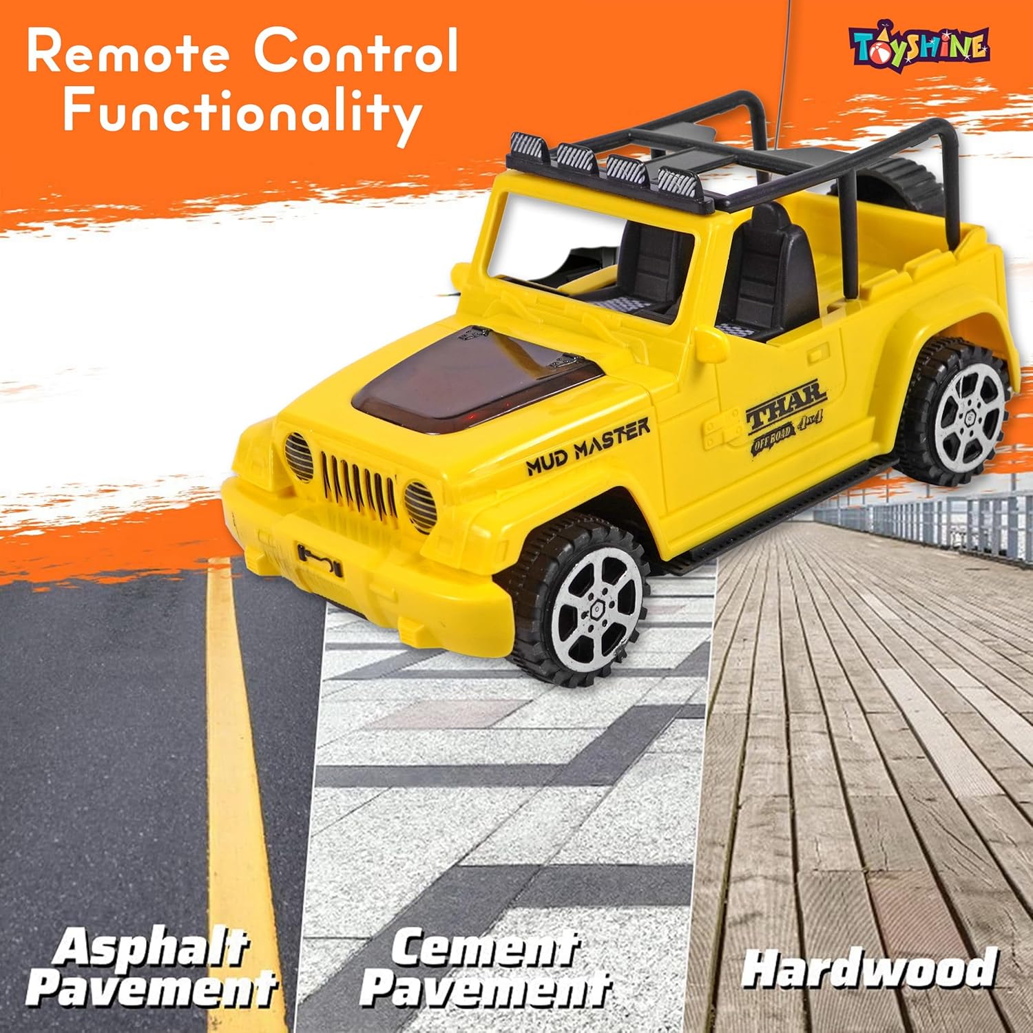 Toyshine 1:18 RC Scale Remote Control Rechargeable Wireless Toy Jeep with Lights