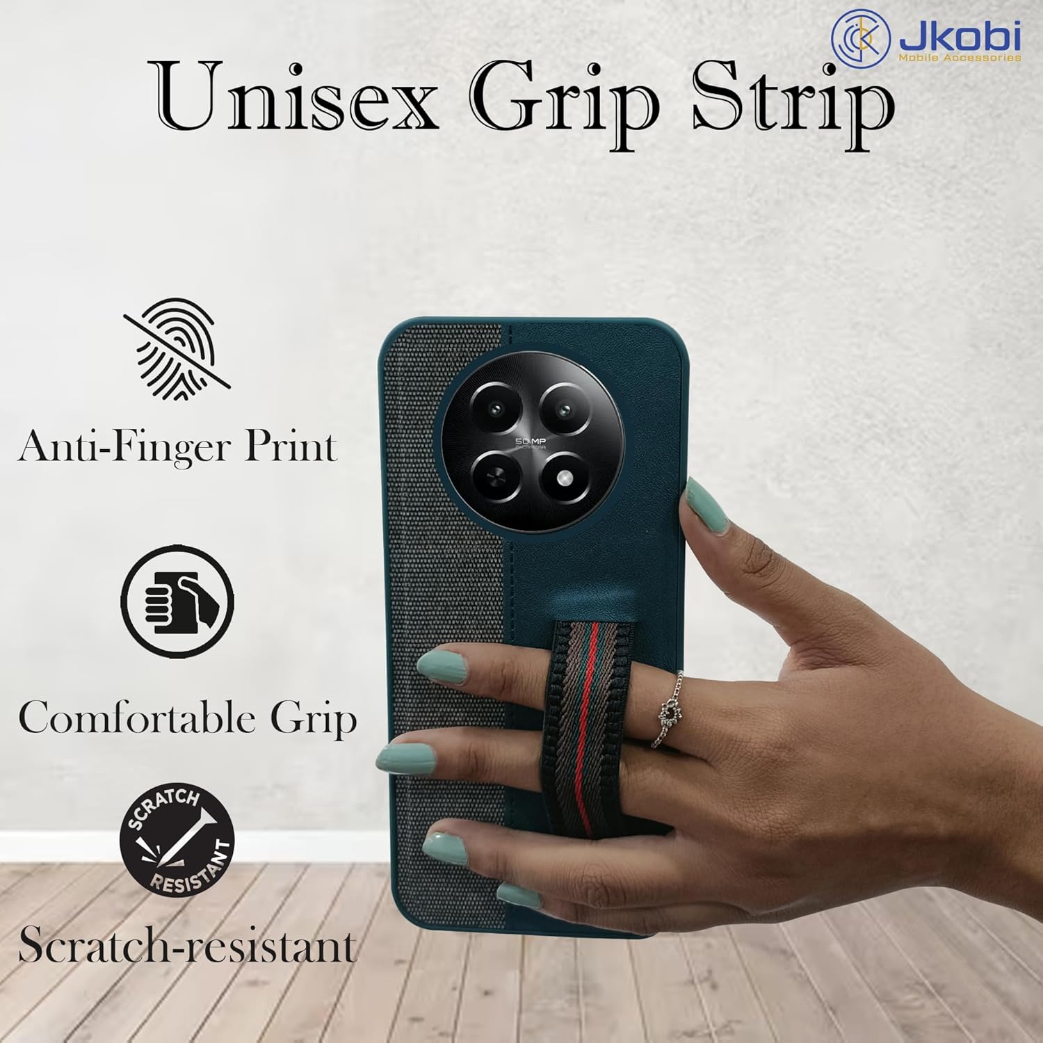 Protect Back Cover Case for Realme Narzo 70x 5G (Professional PU Leather | Strip Chain Holder Socket )