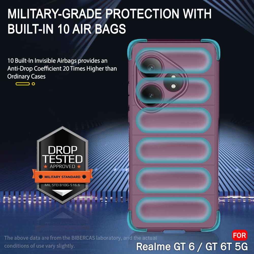 Protect Liquid Silicon Back Cover Case for Realme GT 6 / GT 6T 5G | Shockproof Military Grade Protection | Micro-Fibre Cloth On Inner Side | Anti-Slip Grip Realme GT 6T 5G Back Case