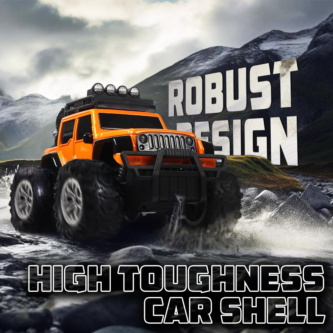 Wembley Monster Truck Remote Control Rc Car Offroad High Speed Racing Car For Kids With 2 Speed And 4 Headlight Modes