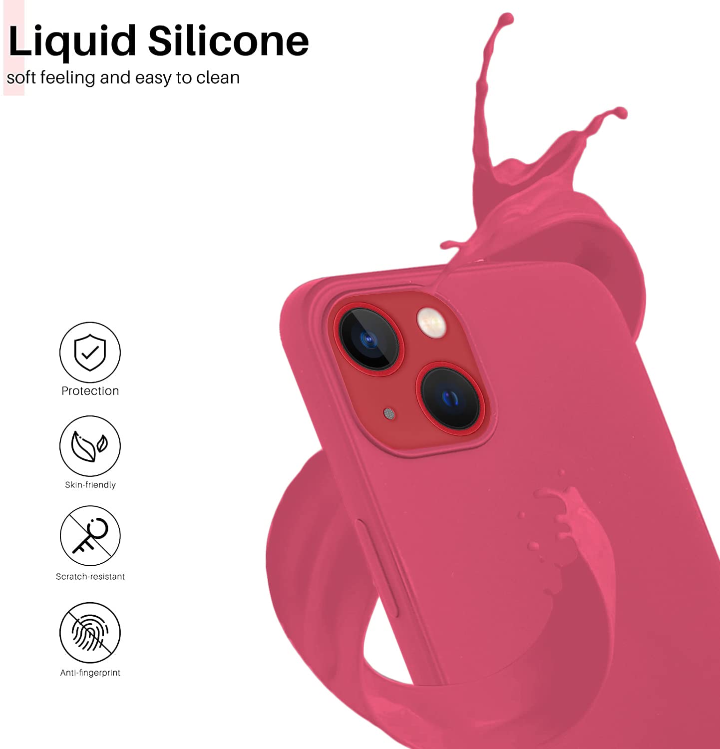 Protect Microfiber Candy Case Compatible for iPhone 13 Shockproof Slim Back Cover Liquid Silicone Case
