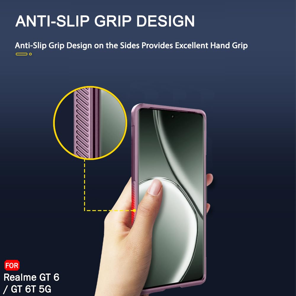 Protect Liquid Silicon Back Cover Case for Realme GT 6 / GT 6T 5G | Shockproof Military Grade Protection | Micro-Fibre Cloth On Inner Side | Anti-Slip Grip Realme GT 6T 5G Back Case