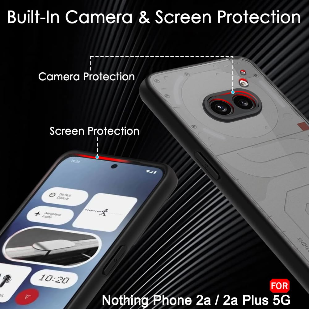 Protect Ultra-Hybrid Shockproof Back Cover Case for Nothing Phone 2a Plus | Camera Protection Bump | Hard Back Cover for Nothing Phone 2A (PC & TPU, Crystal Clear Back, Black Sides)