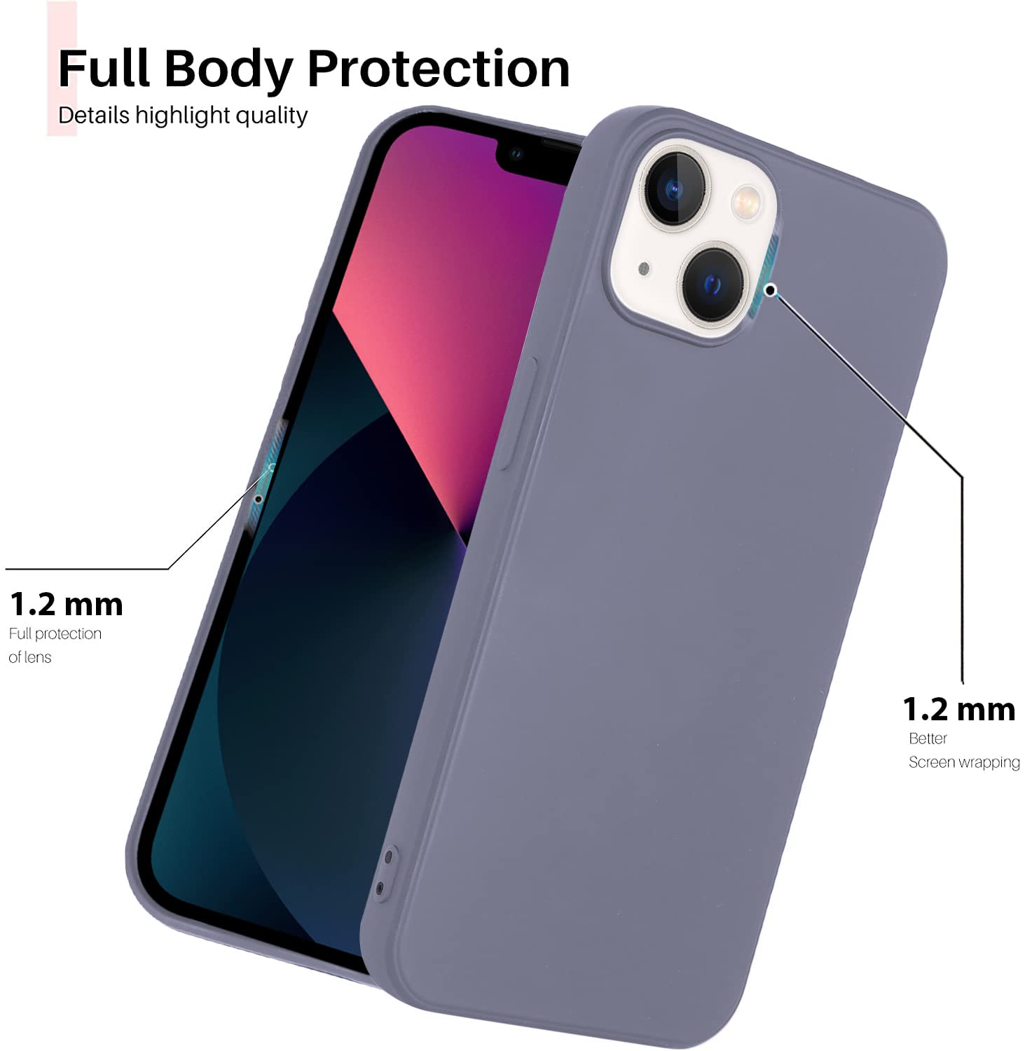 Protect Microfiber Candy Case Compatible for iPhone 13 Shockproof Slim Back Cover Liquid Silicone Case