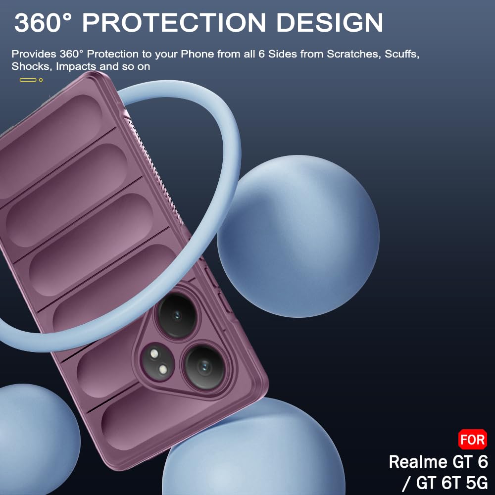 Protect Liquid Silicon Back Cover Case for Realme GT 6 / GT 6T 5G | Shockproof Military Grade Protection | Micro-Fibre Cloth On Inner Side | Anti-Slip Grip Realme GT 6T 5G Back Case