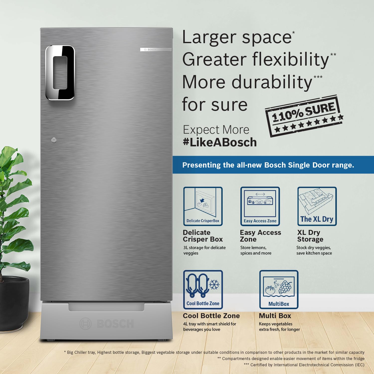 Bosch 187L 5 Star Inverter Direct-Cool Single Door Refrigerator