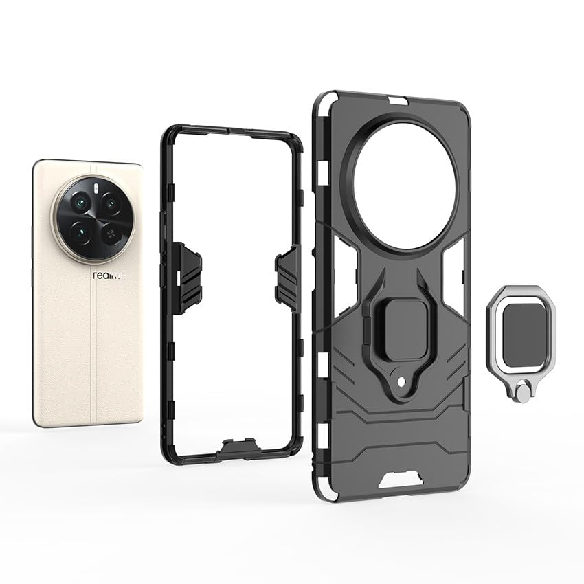 Protect for Realme Narzo 70 5G | Dual Layer Armor Defender Full Body Protective + PC Hybrid Kickstand Back Case