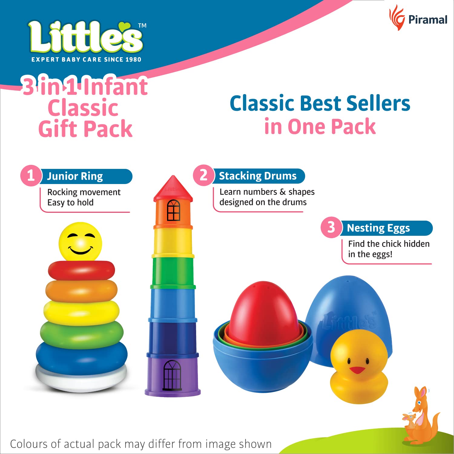 Little's 3 in 1 Infant Classic Gift Pack I Activity & Learning Toys for Babies I Multicolour I Infant & Preschool Toys