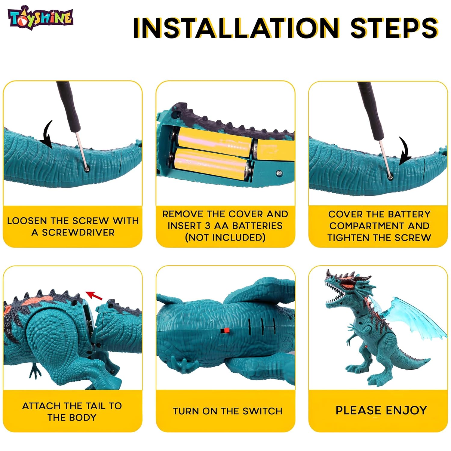 Toyshine Remote Control Walking Dinosaur T-Rex with Water Mist Spray Function Wings Lights and Roaring Sound Electric