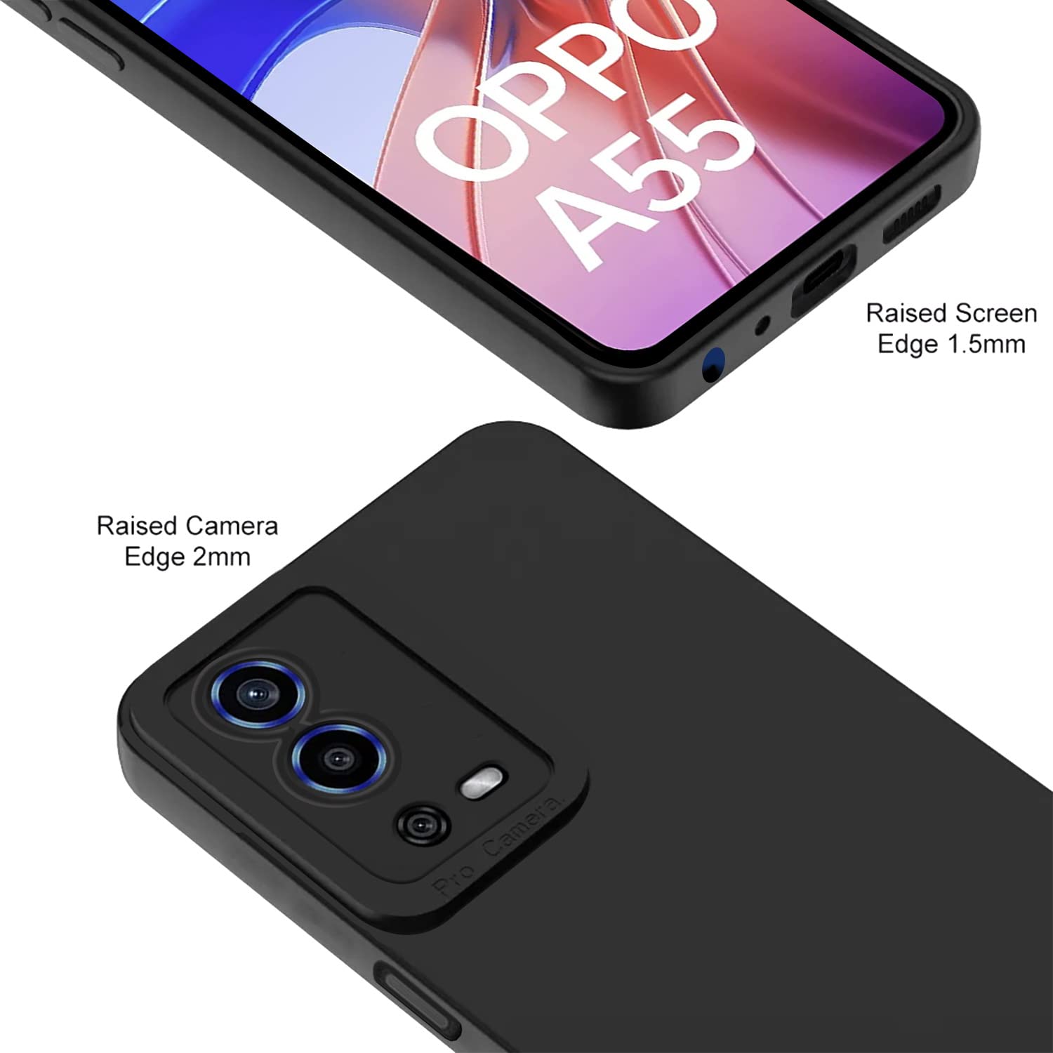 Protect Oppo A55 Back Cover Soft Matte Liquid Silicone TPU | Camera Protection | Shockproof Slim Back Case