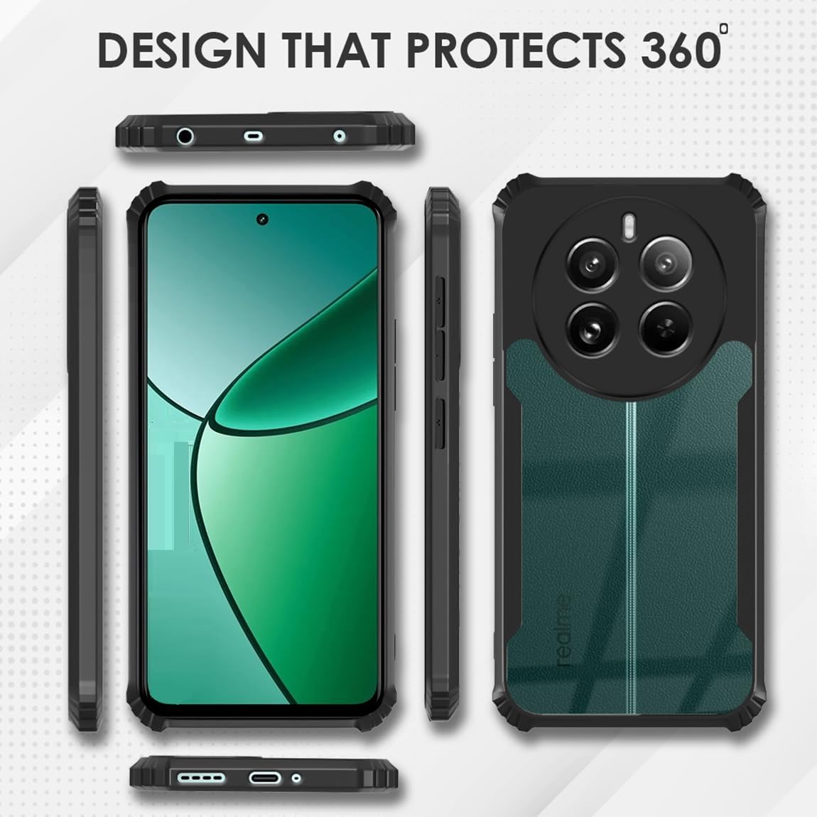 Protect Realme Narzo 70 5G Back Cover | Transparent Crystal Clear Hard PC Back Case with TPU Bumper, Drop Protection Case Cover