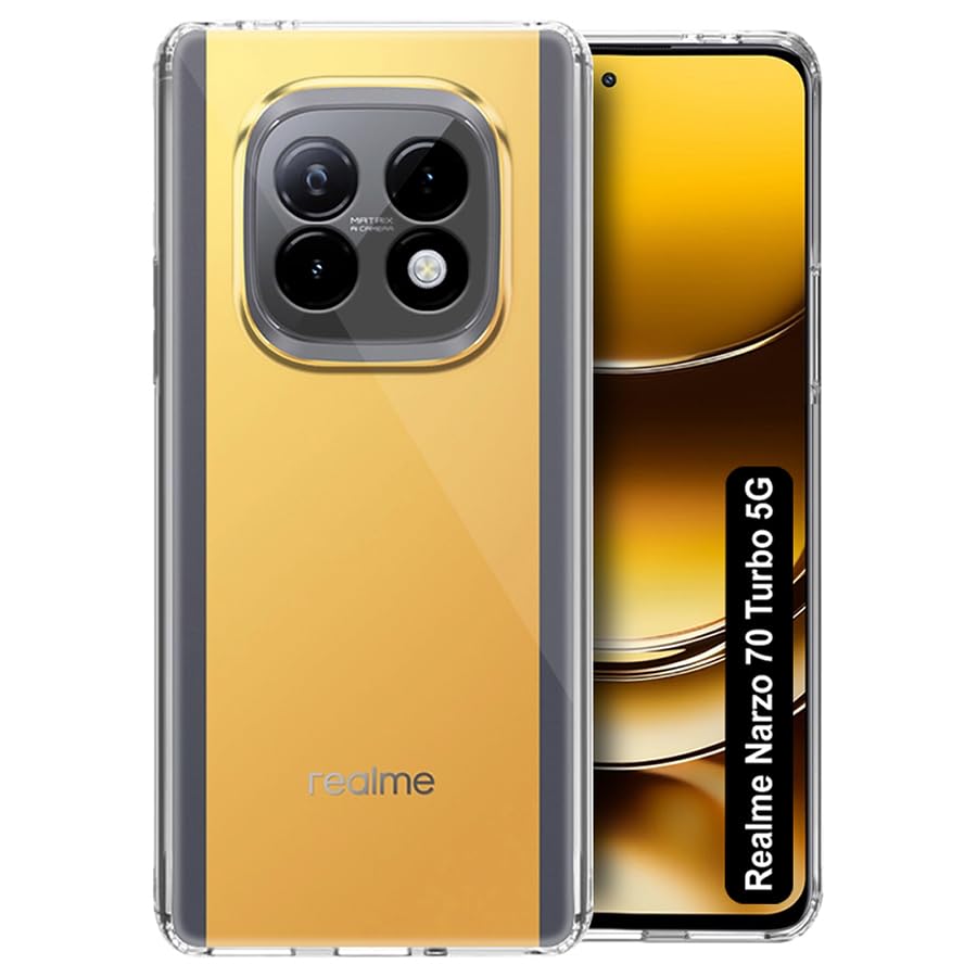 Protect Shockproof Crystar Clear Back Cover Case Cover for Realme Narzo 70 Turbo 5G | Transparent Back Cover