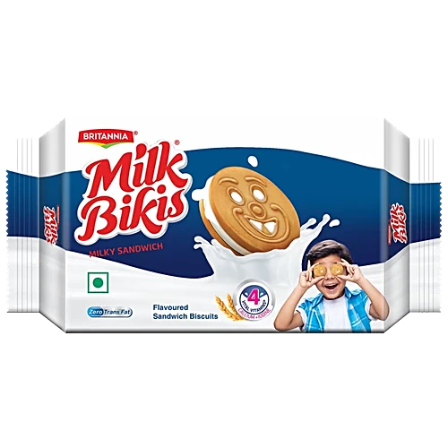 Britannia Milk Bikis Milk Cream Biscuits | 200gm Each | Pack of 10