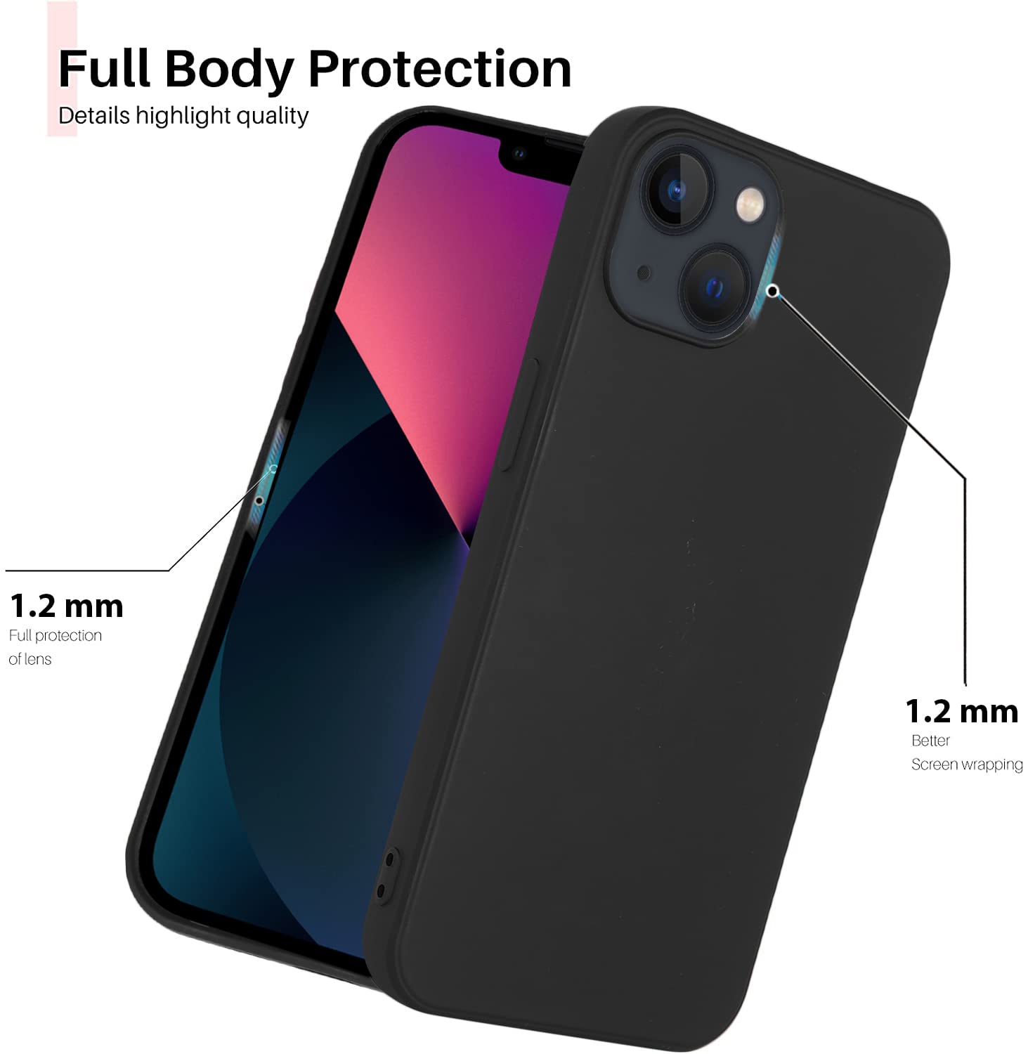 Protect Microfiber Candy Case Compatible for iPhone 13 Shockproof Slim Back Cover Liquid Silicone Case