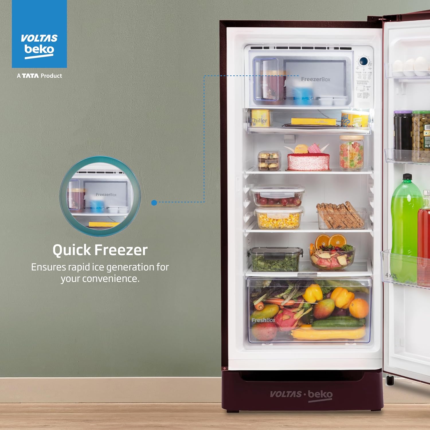 Voltas Beko A TATA Product 183 L 5 Star Made-In-India Direct Cool Refrigerator