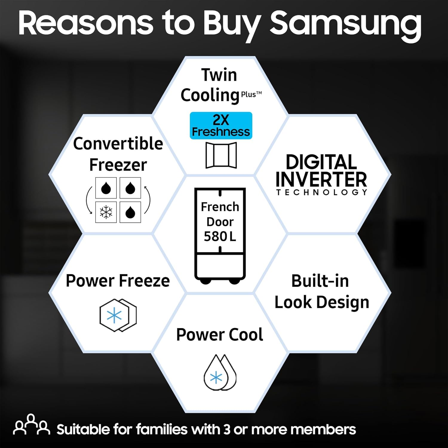 Samsung 550 L, Convertible, Digital Inverter, Frost Free French Door Refrigerator