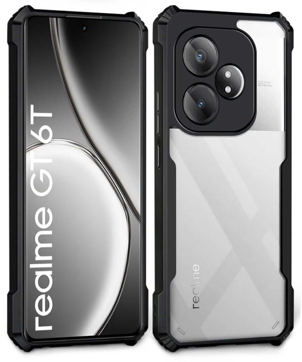 Protect Shock Proof Clear Protective Back Case for Realme GT 6T 5G | Realme GT 6 - AirEDGE Technology | 360 Degree Camera Protection | Transparent Hybrid Back Case Mobile Cover