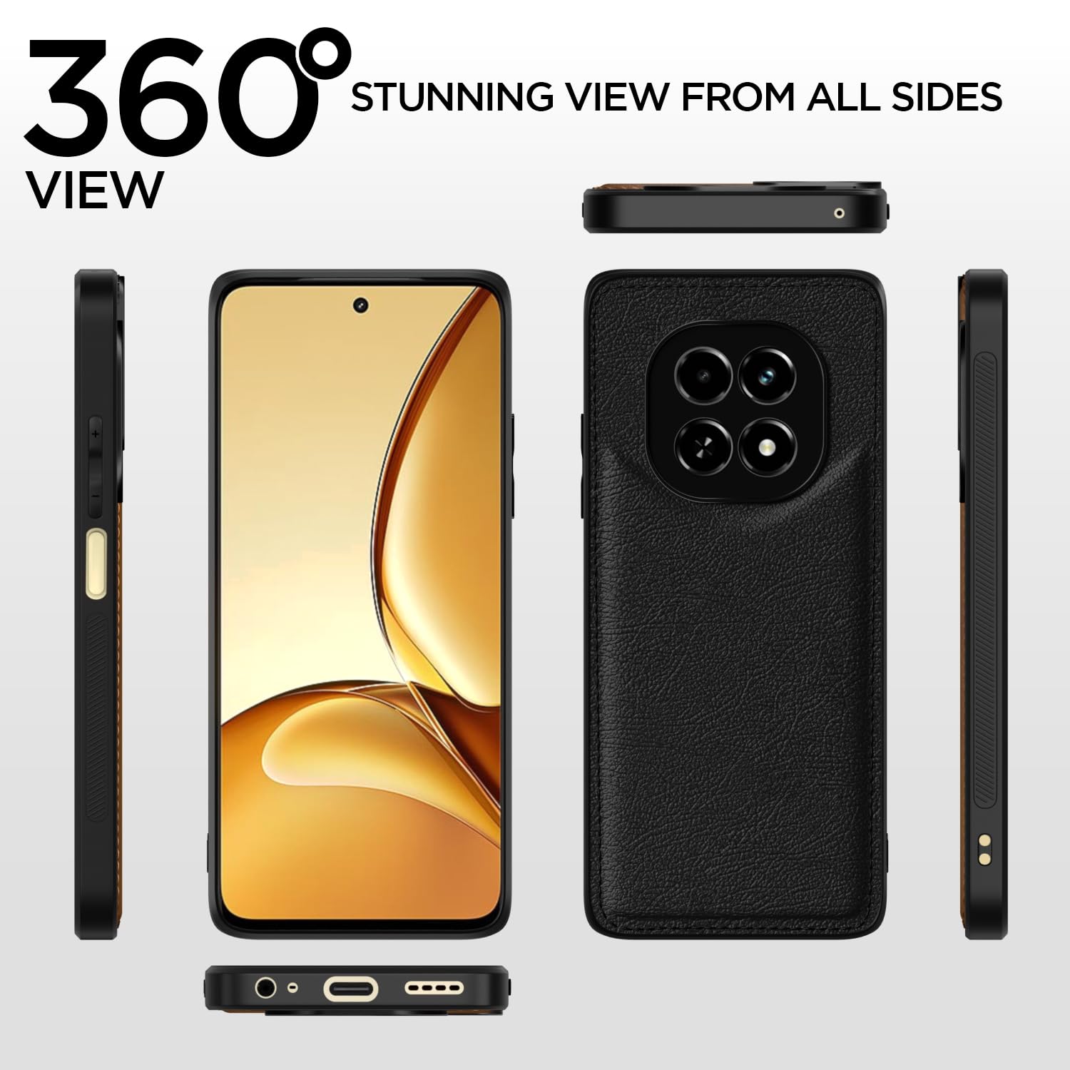Protect Flexible Pu Leather | Full Camera Protection | Raised Edges | Super Soft-Touch | Bumper Case for Realme C63 5G