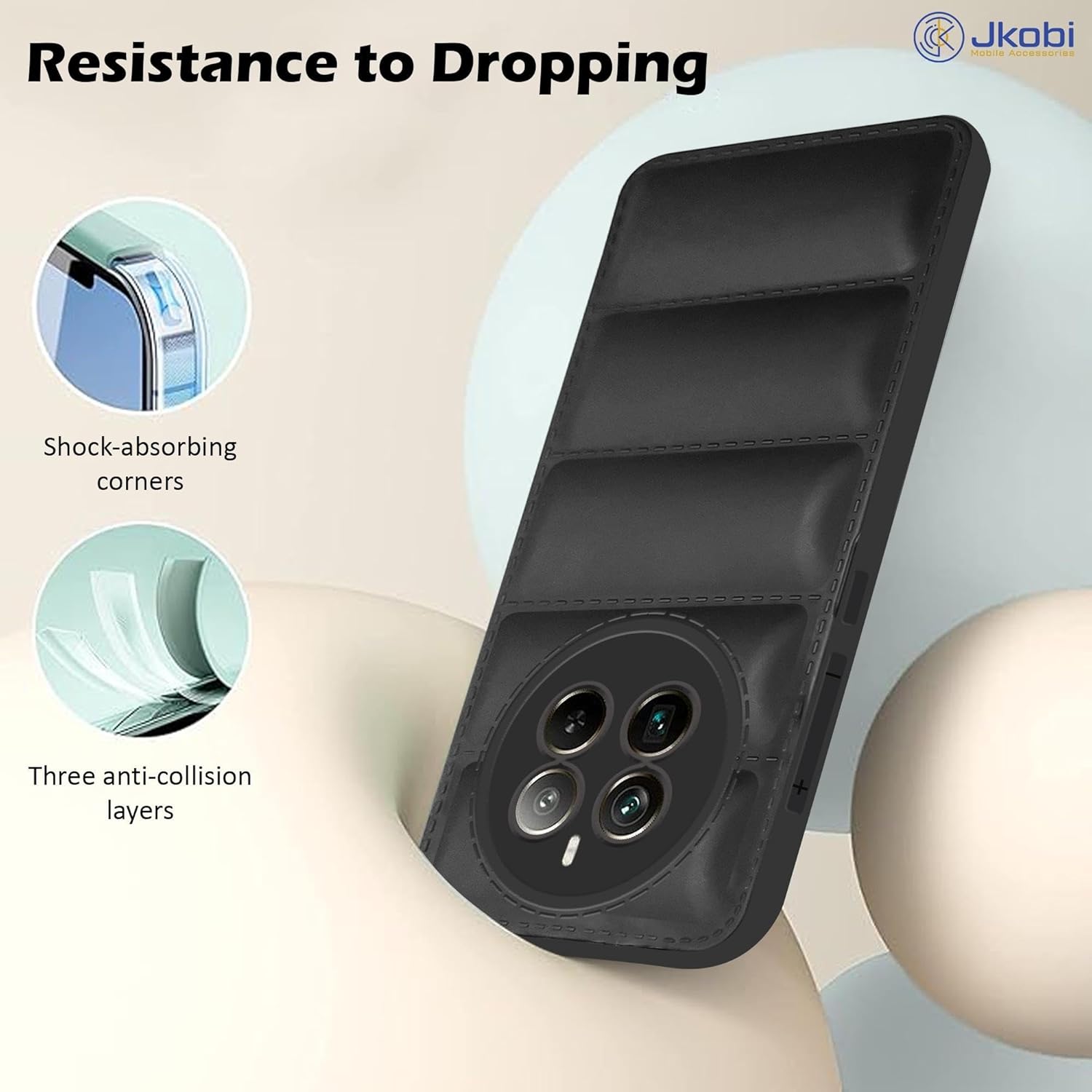 Protect Back Cover Case for Realme 12 Pro Plus | Realme 12 Pro Puffer Cushion Wave Design | Camera Protection