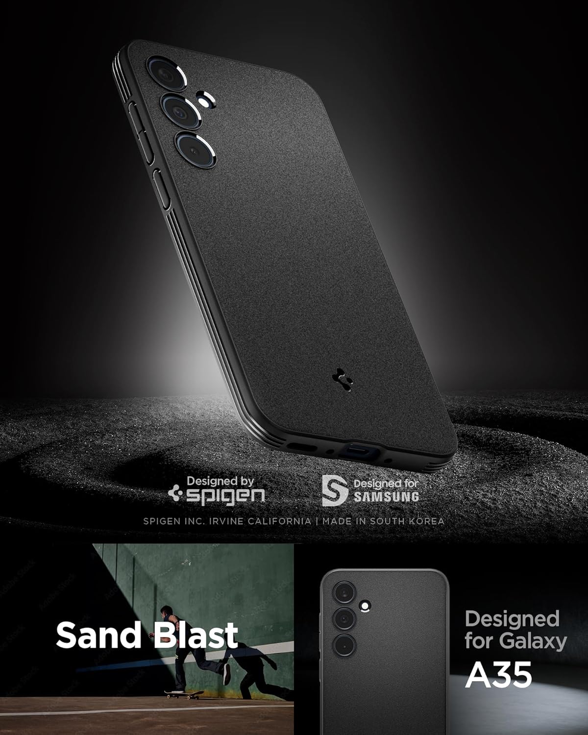 Spigen Essential Sand Blast Back Cover Case Compatible with Samsung Galaxy A35 5G (TPU | Matte Black)