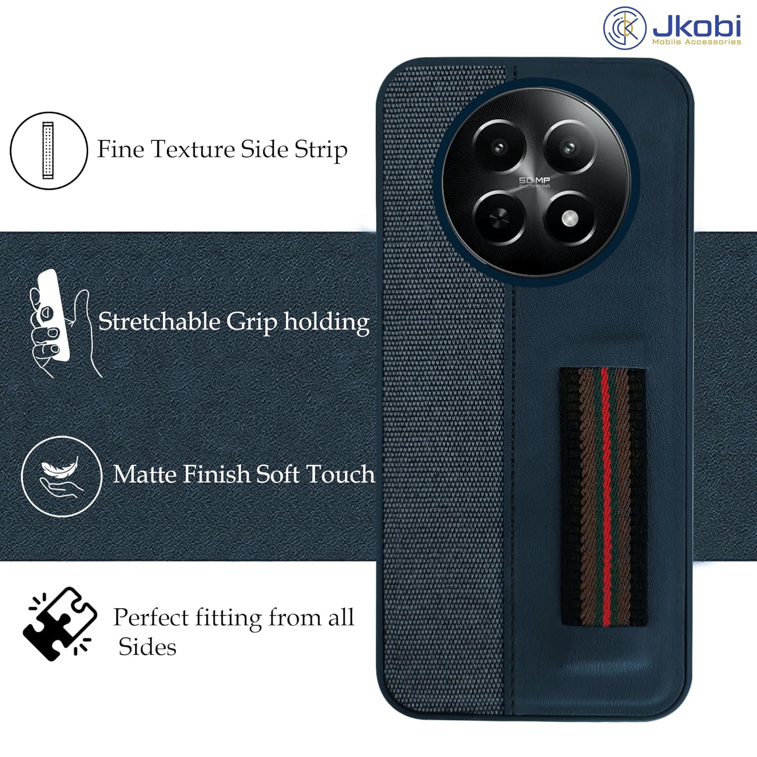 Protect Back Cover Case for Realme Narzo 70x 5G (Professional PU Leather | Strip Chain Holder Socket )