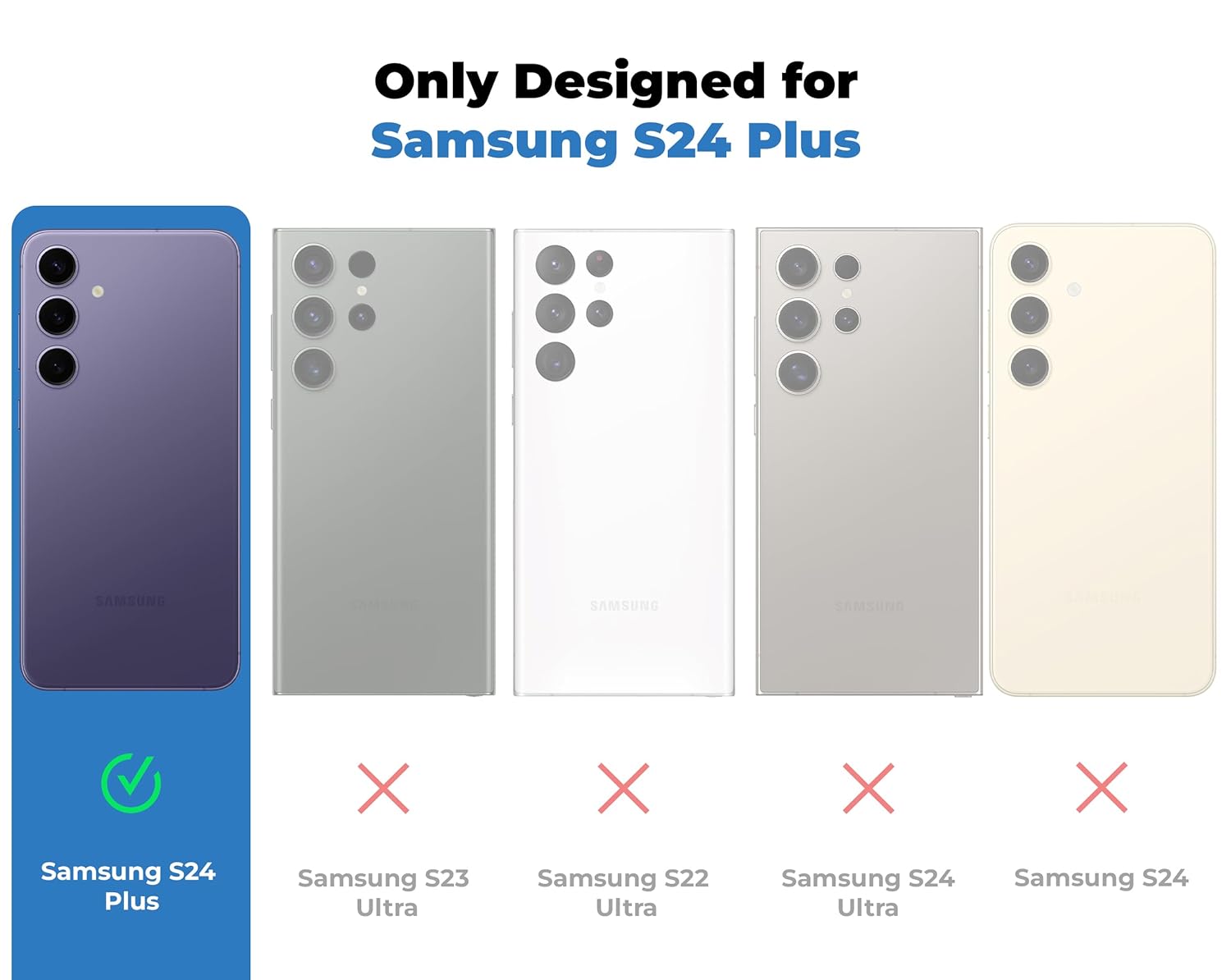 Protect Case Back Cover Case for Samsung S24 Plus 5G | Flexible TPU Bumper Scratch Resistant Shockproof Protection | Camera Protection