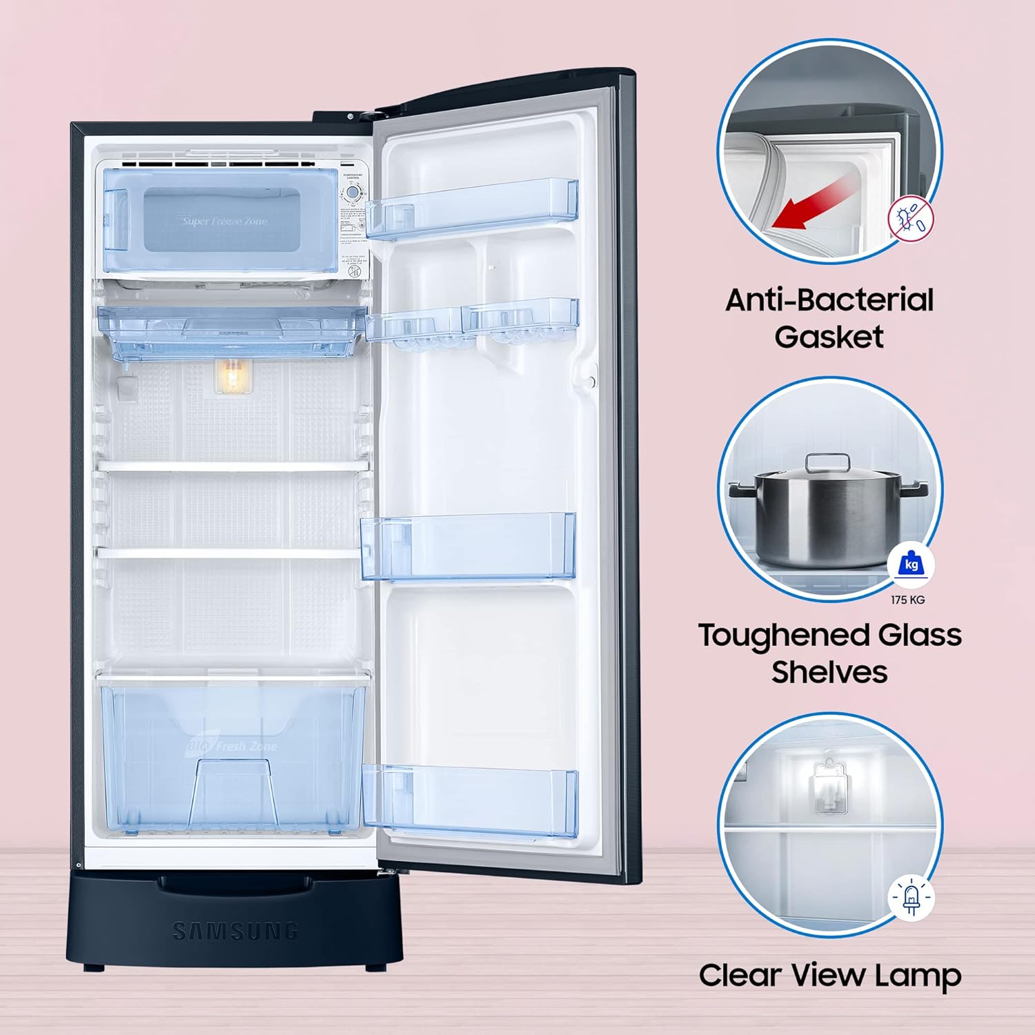 Samsung 183 L, 3 Star, Digital Inverter, Direct-Cool Single Door Refrigerator