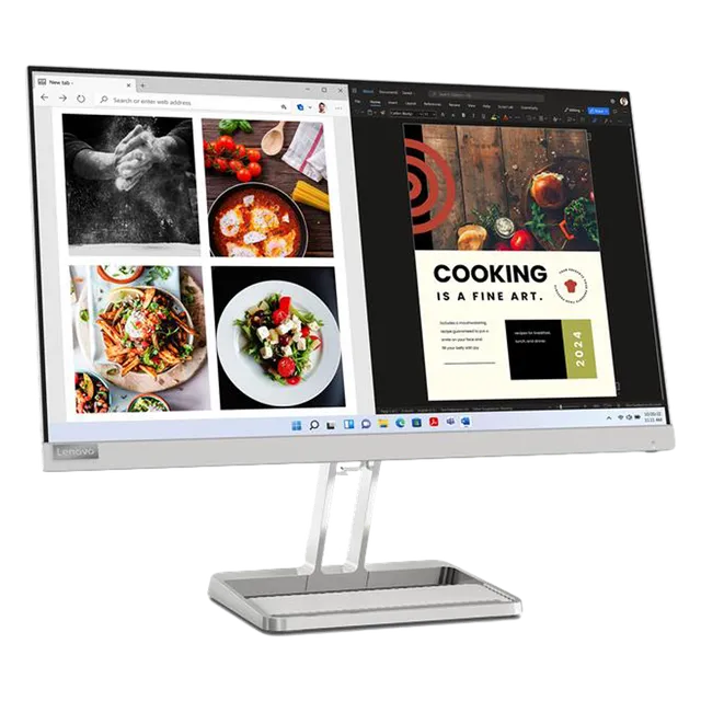 Lenovo L-Series Full HD LED Backlit IPS Panel with 99% sRGB, HDMI, Tilt Stand, 2x3W Speakers, Smart Display Customization Artery UltraSlim Monitor