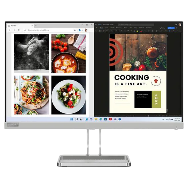 Lenovo L-Series Full HD LED Backlit IPS Panel with 99% sRGB, HDMI, Tilt Stand, 2x3W Speakers, Smart Display Customization Artery UltraSlim Monitor