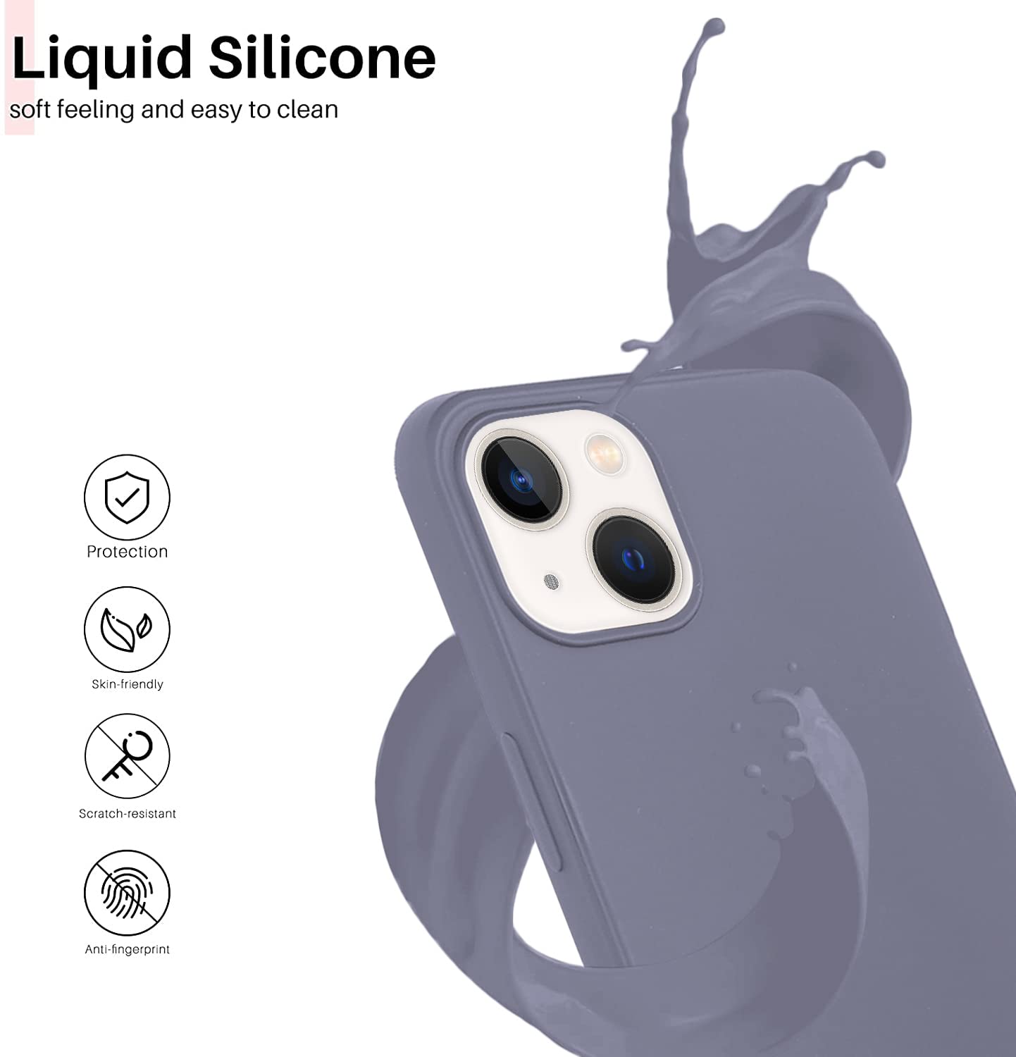 Protect Microfiber Candy Case Compatible for iPhone 13 Shockproof Slim Back Cover Liquid Silicone Case