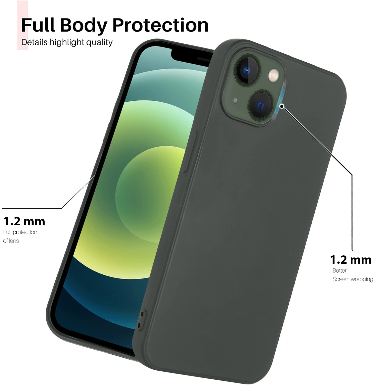 Protect Microfiber Candy Case Compatible for iPhone 13 Shockproof Slim Back Cover Liquid Silicone Case