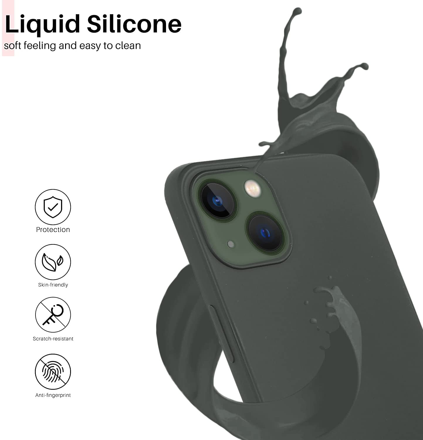 Protect Microfiber Candy Case Compatible for iPhone 13 Shockproof Slim Back Cover Liquid Silicone Case